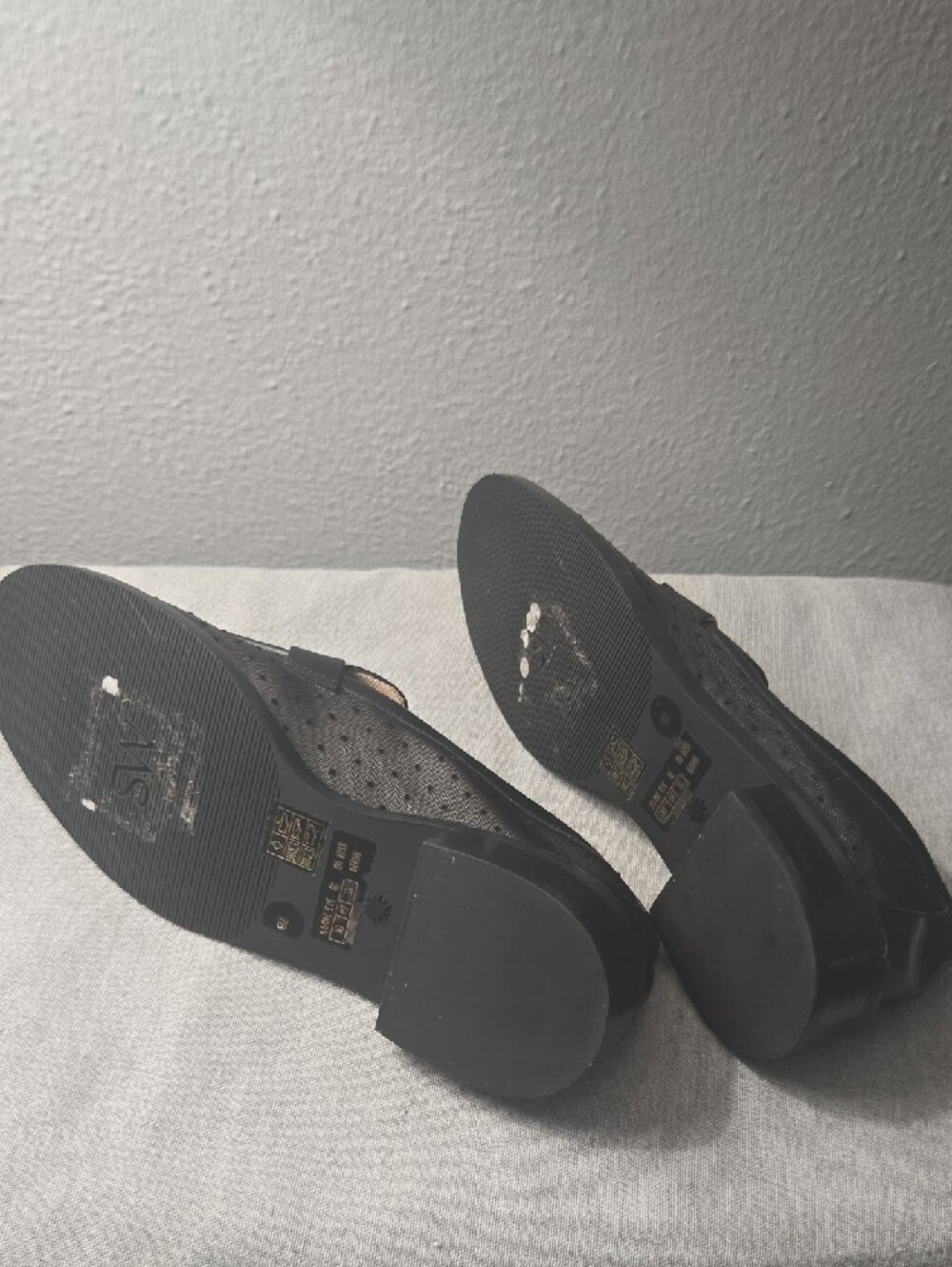 Stuart Weitzman , Black Mesh Polka Dot Loafers 7 - Picture 5 of 5